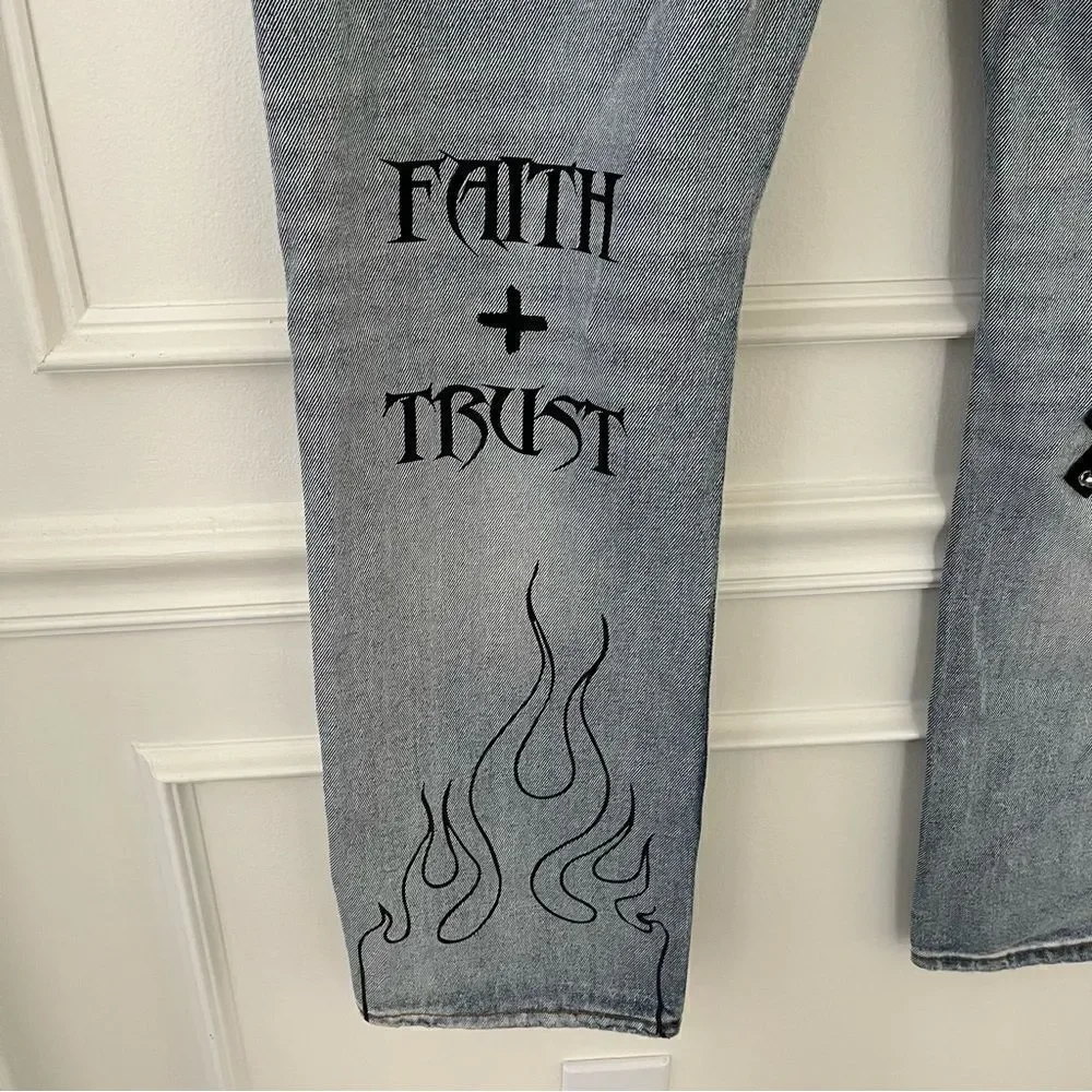 Cult of Individuality Rocker Slim Distressed‎ Jeans Rips Studs Ink, 40x33 NWT